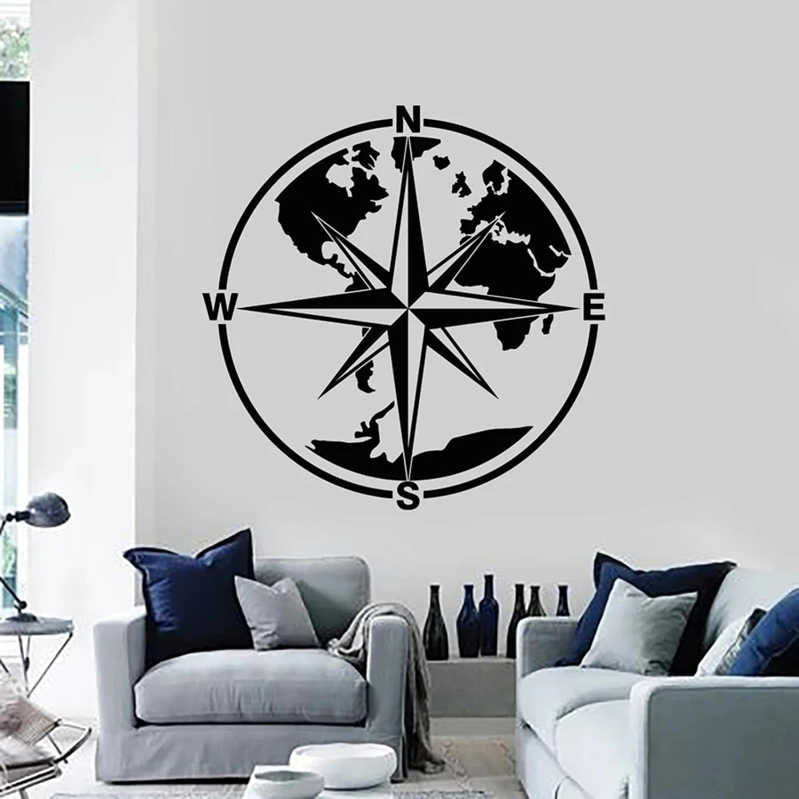 YOUOUSI Travel, Ocean, Continent, Earth, Geography, School Compass, Wall Stickers, Interior Decoration, Vinyl Window Stickers, Study Room