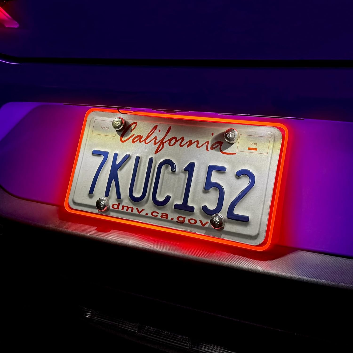 Waterproof LED License Plate Frame - Easy to Install License Plate Frame with Light, Universal License Plate Light with Anti-Scratch ABS Cover, Tinted License Plate Protector (DC12V, Red)
