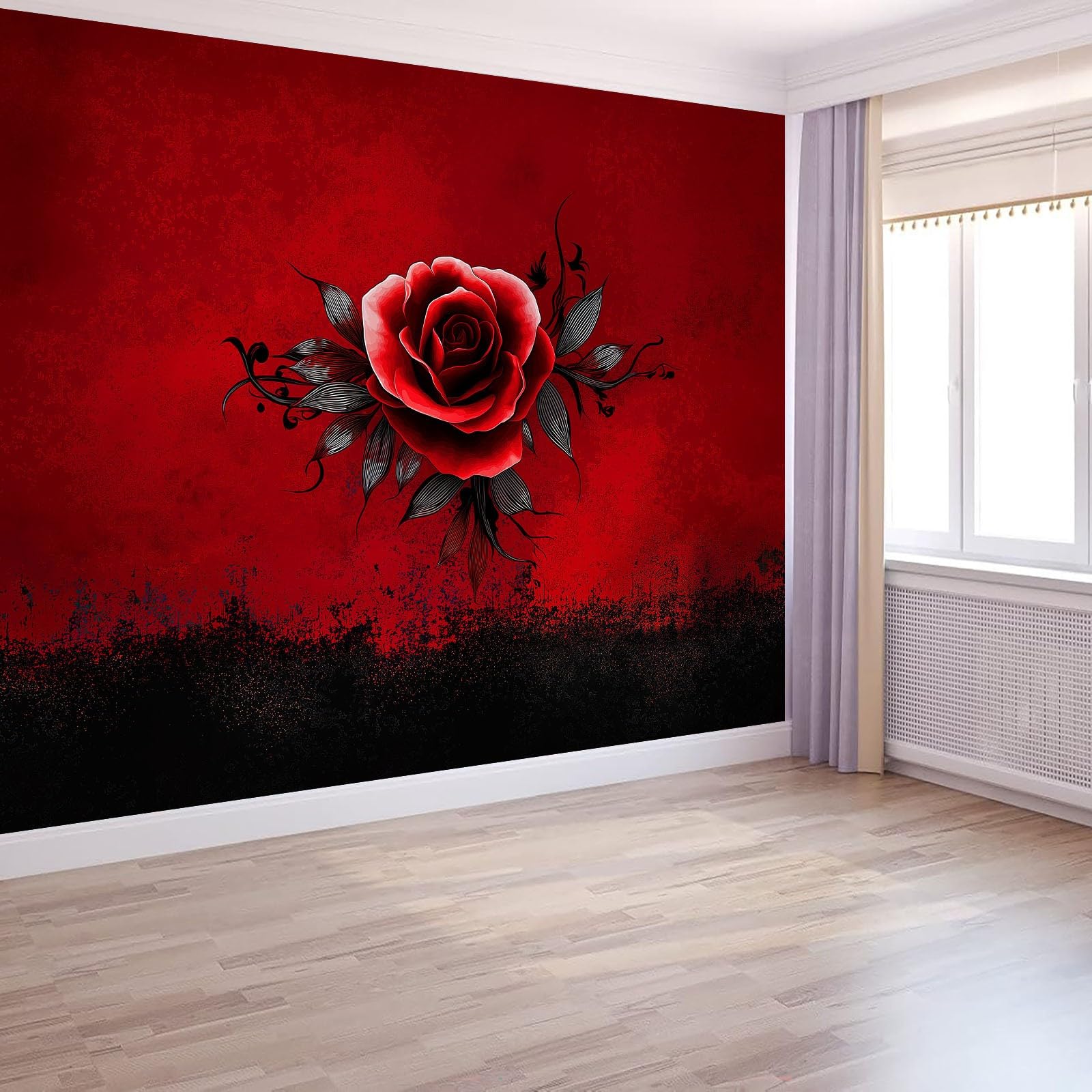 Fototapety Kwiaty rozety Gothic Wall Art Fototapeta do salonu, sypialni, papier premium 450 x 315 cm (szer. x wys.) gobelin fotograficzny efekt 3D