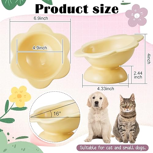 Miniatura 3 de Zhehao Cuenco elevado de cerámica para gatos, 2 cuencos elevados de comida para gatos, cuencos elevados para gatos, cuencos inclinados para perros y