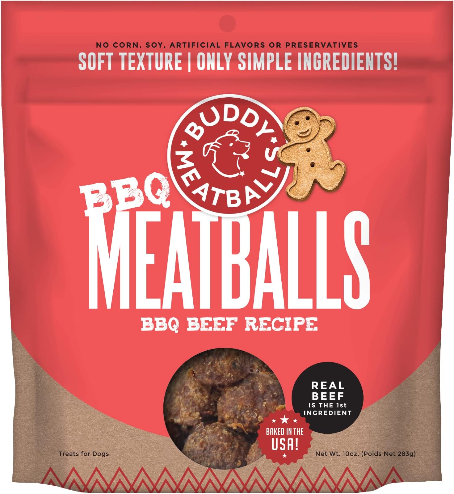 Buddy BiscuitsMeaty Meatball Bites 10 oz Pouch of Dog Treats, BBQ Beef Recipe