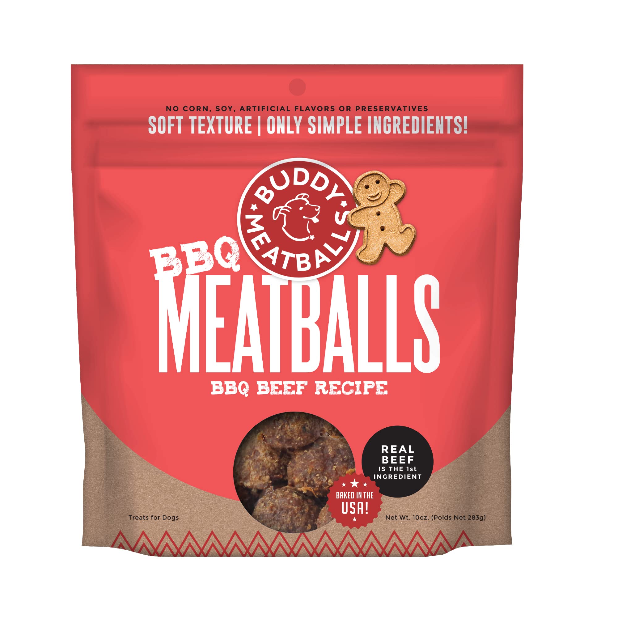 Buddy BiscuitsMeaty Meatball Bites 10 oz Pouch of Dog Treats, BBQ Beef Recipe