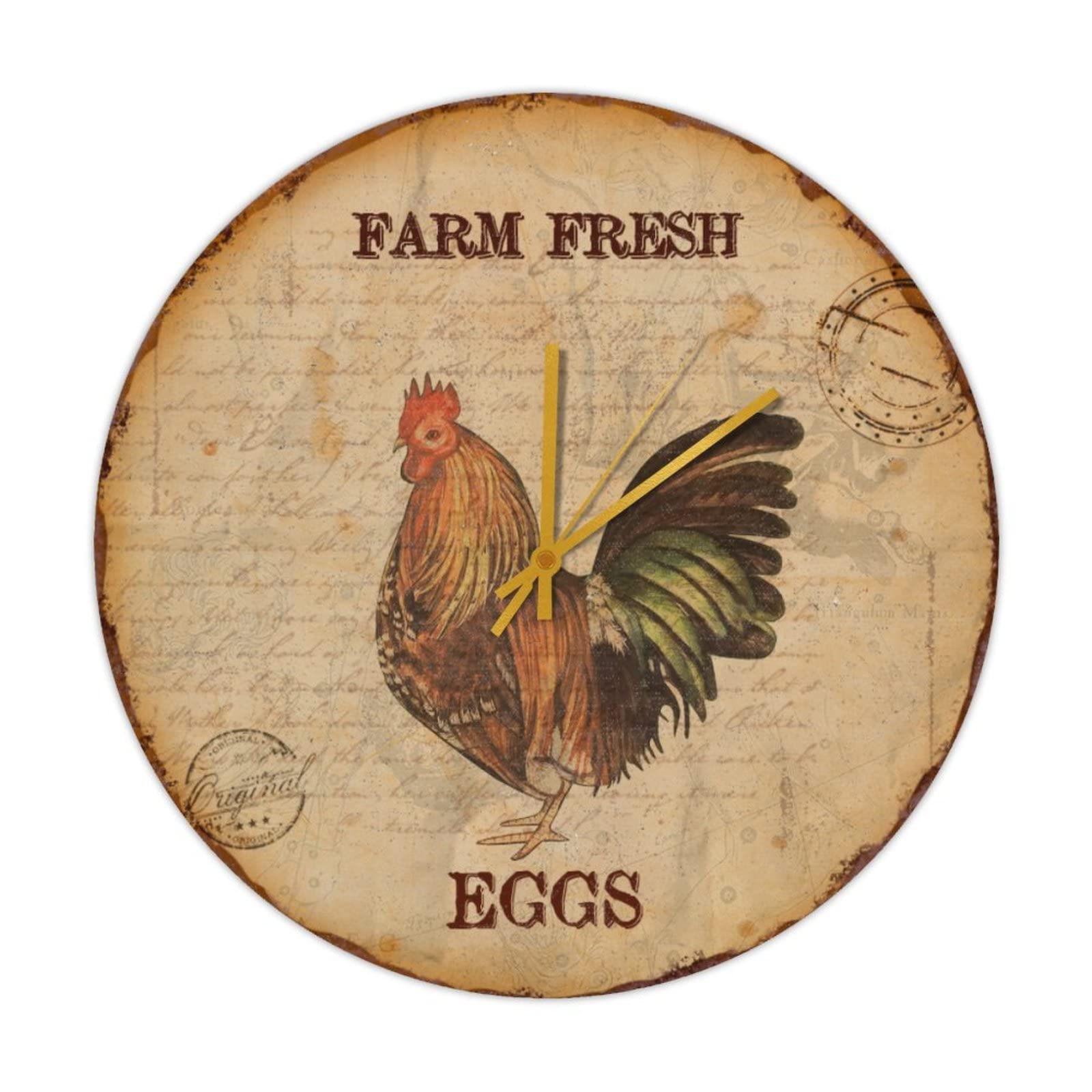 Horloge à quartz cuisine style vintage et rustique en bois