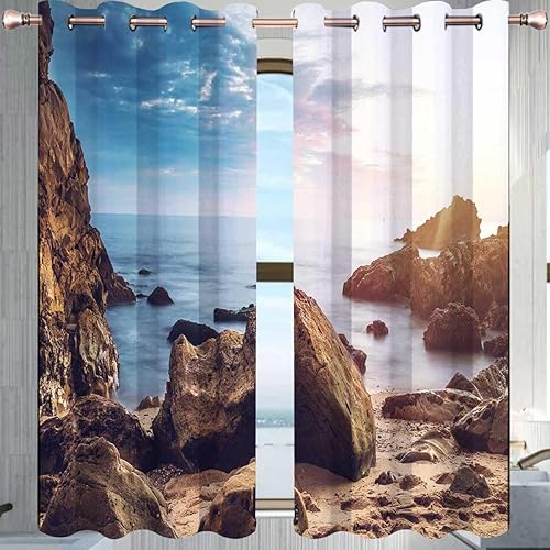 Miniatura 2 de Cortinas a prueba de sonido de mar y cielo, cortinas de paisaje para armario, sin puerta, cortinas para ventanas de cuarto 85 pulgadas de ancho por