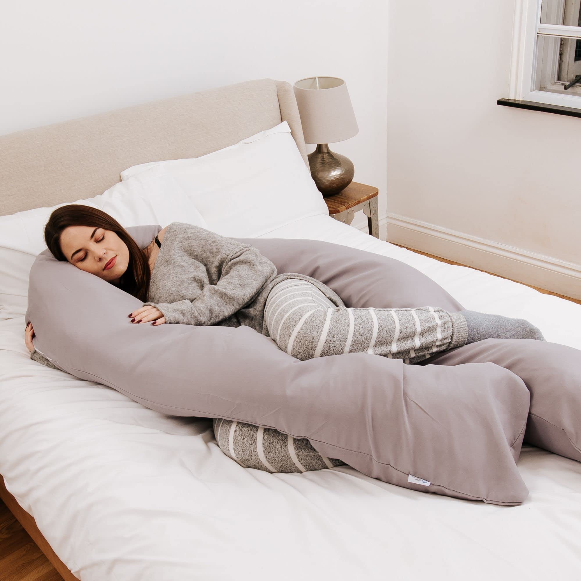 For Your Little One 9 Ft Full Body Pregnancy Pillow and Maternity Support foldable Pillow For Pregnant Women supports Back, Legs, Belly, Hips And Case - Grey