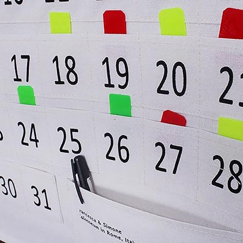 Miniatura 7 de Bolsillo mensual con calendario mensual, práctico calendario para teléfonos, bolsillo de algodón y lino, bolsillo para el aula con calendario