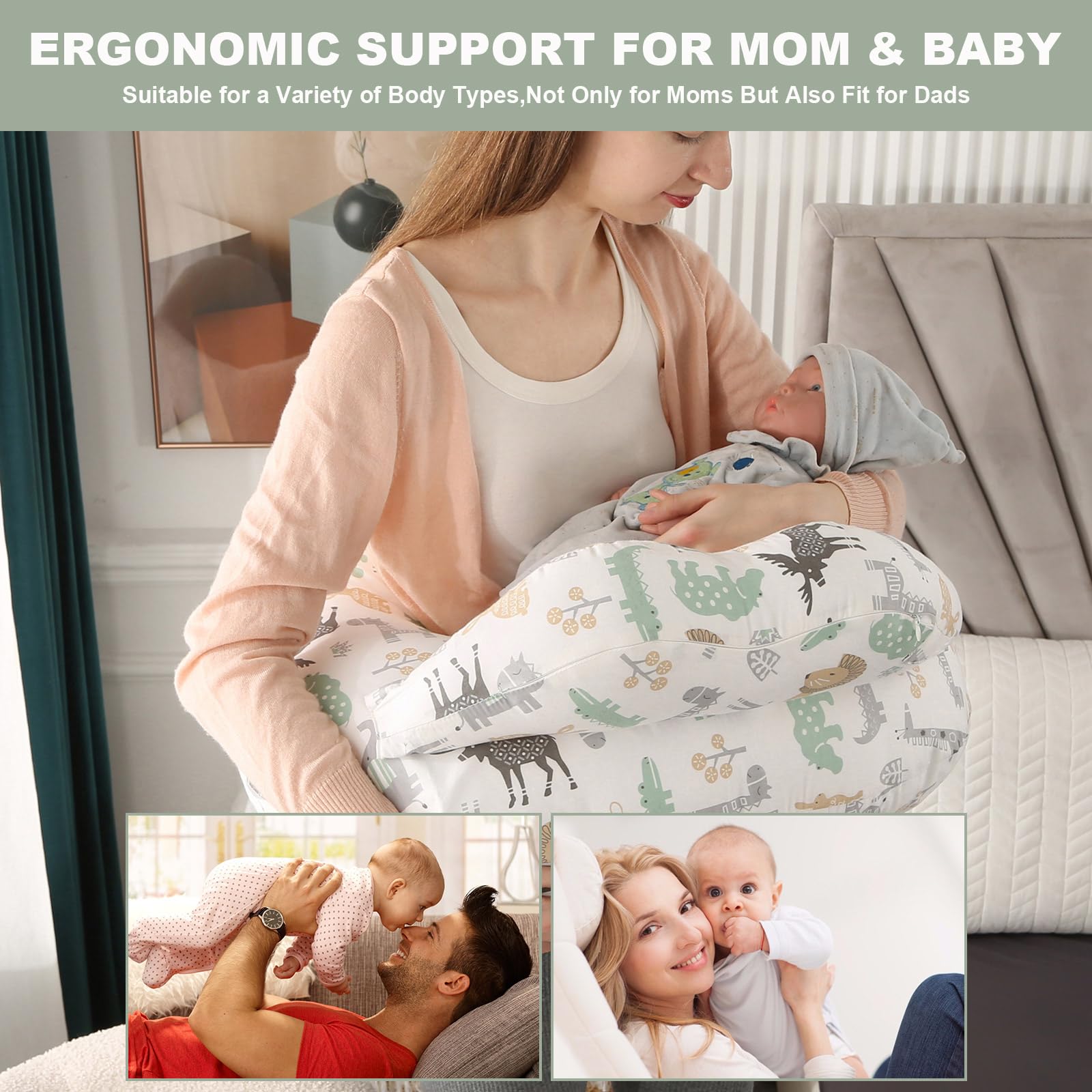 Nursing Pillow, Multifunctional Breastfeeding Pillow with Adjustable Waist Belt, Nursing Pillow with Safety Fence - Image 3