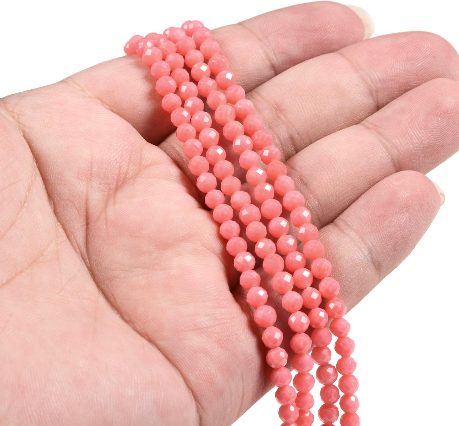 Dyed Pink Coral 4mm Faceted Round Beads Loose Beads 18 Inch for Jewelry Making Beads - Image 3