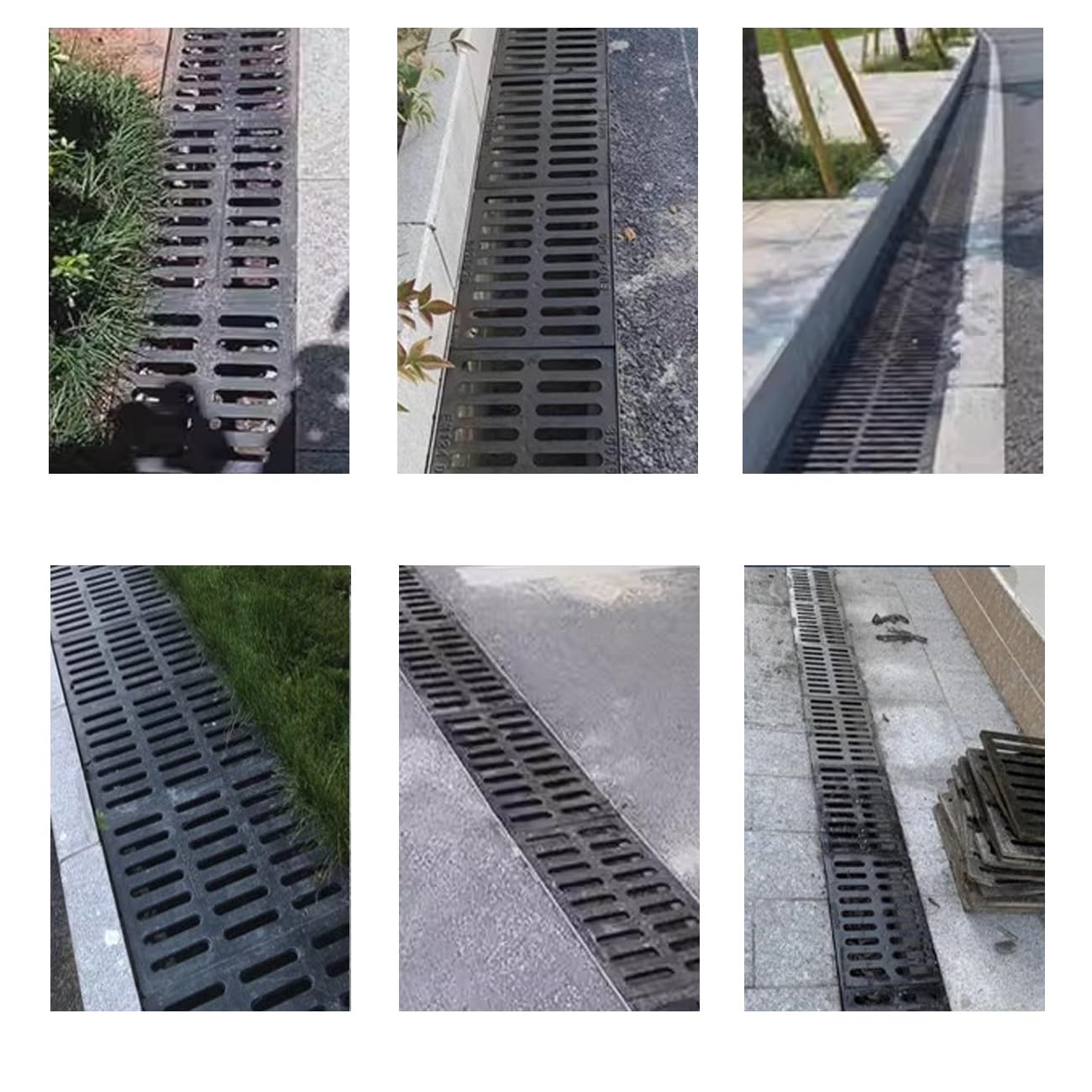 Griglia di scarico rettangolare in ghisa resistente, per patio, prato e giardino, 50 x 30 x 3 cm, facile installazione