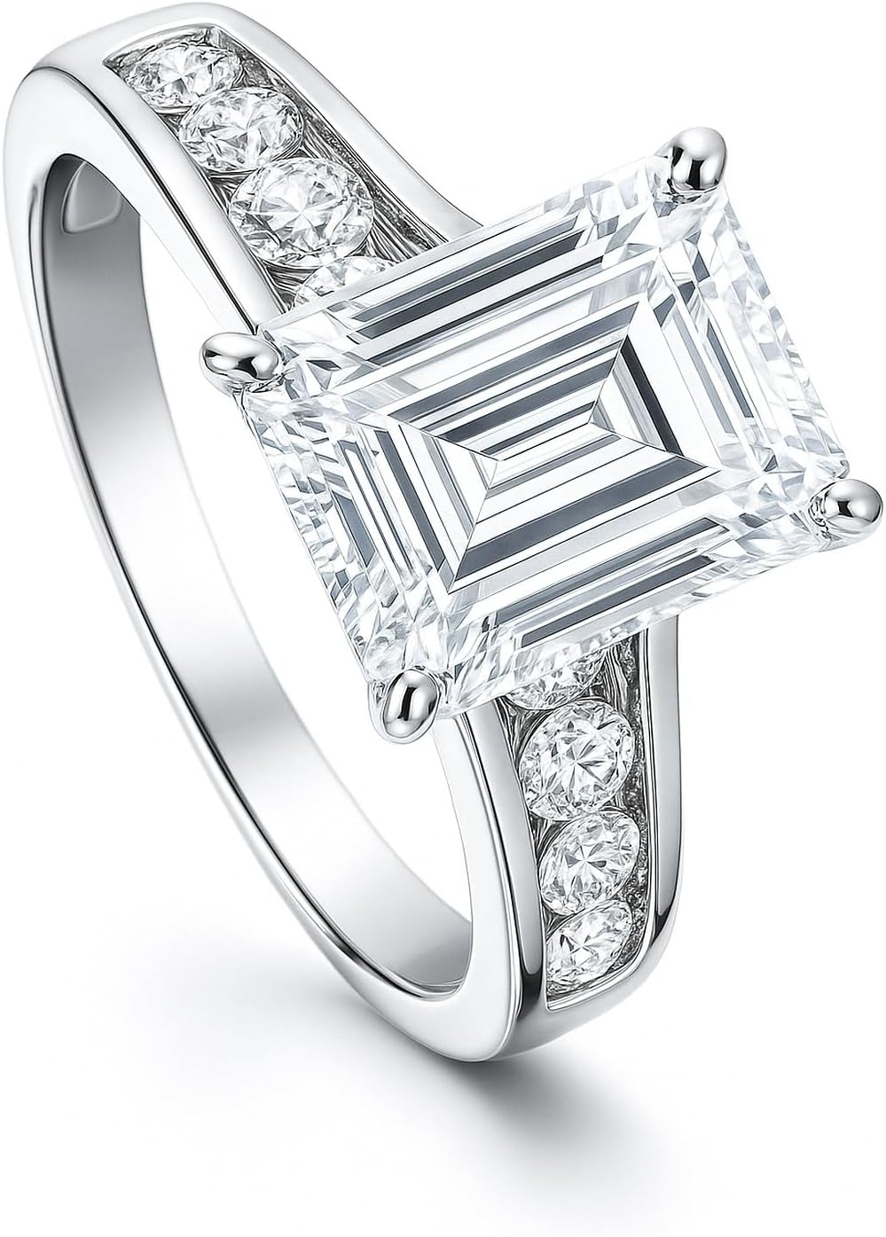 BERRICLE Sterling Silver CZ Solitaire Wedding Engagement Ring Set for Women, Stackable Cubic Zirconia Ring - Emerald, Marquise, Oval, Pear, Round Cut