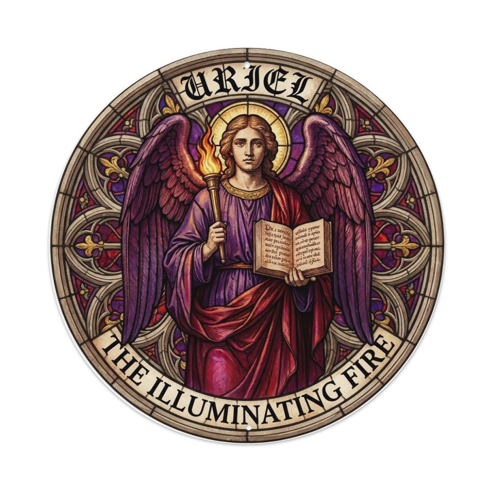 The Illuminating Fire Archangel Uriel Divine Wisdom Metal Tin Sign