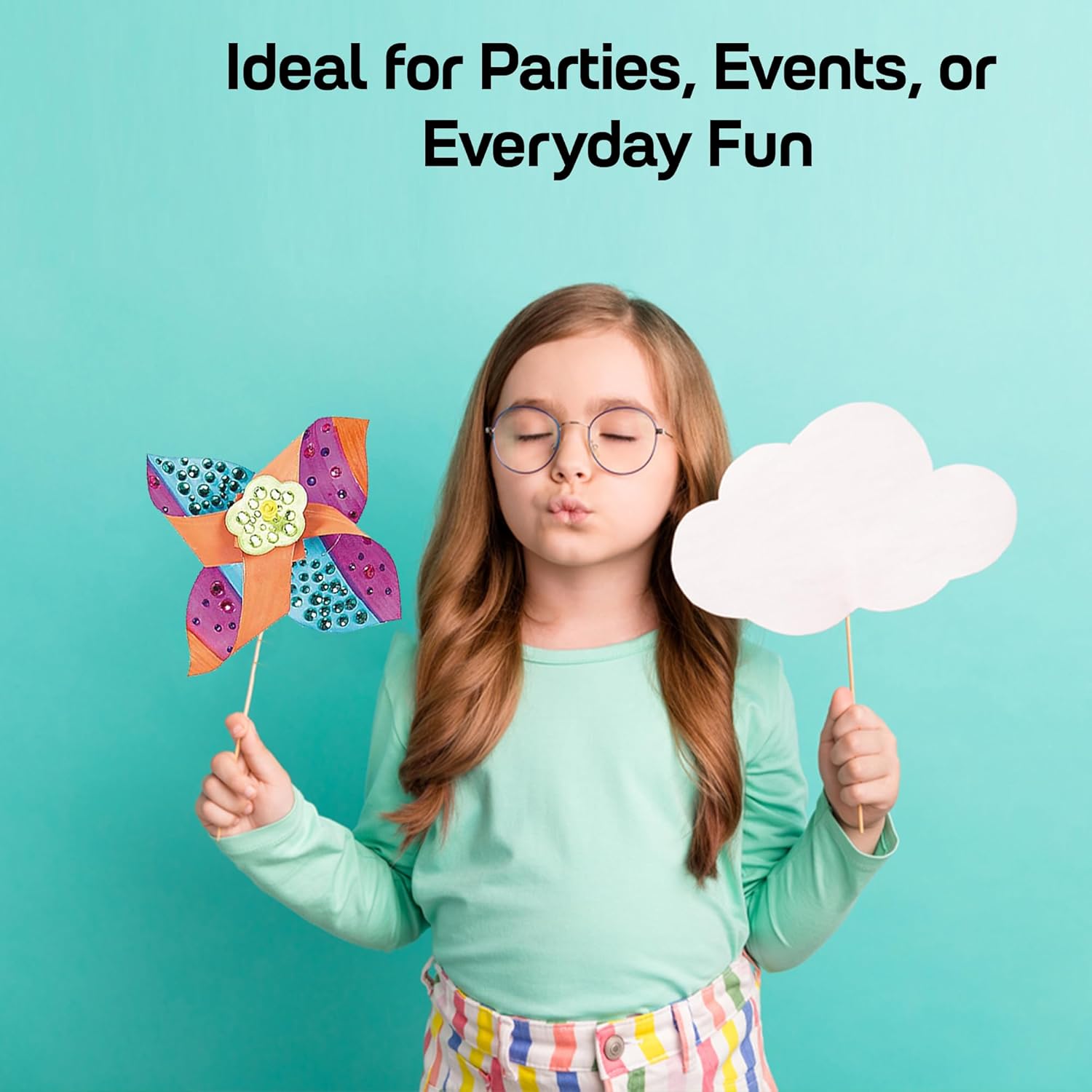 Fun Express DIY Pinwheels for Kids - Set of 48 Paper DIY Pinwheels to Keep Kids Engaged - Unlock Your Child's Creativity with DIY Pin Wheel for Kids - Endless Fun, Quality Crafting Time