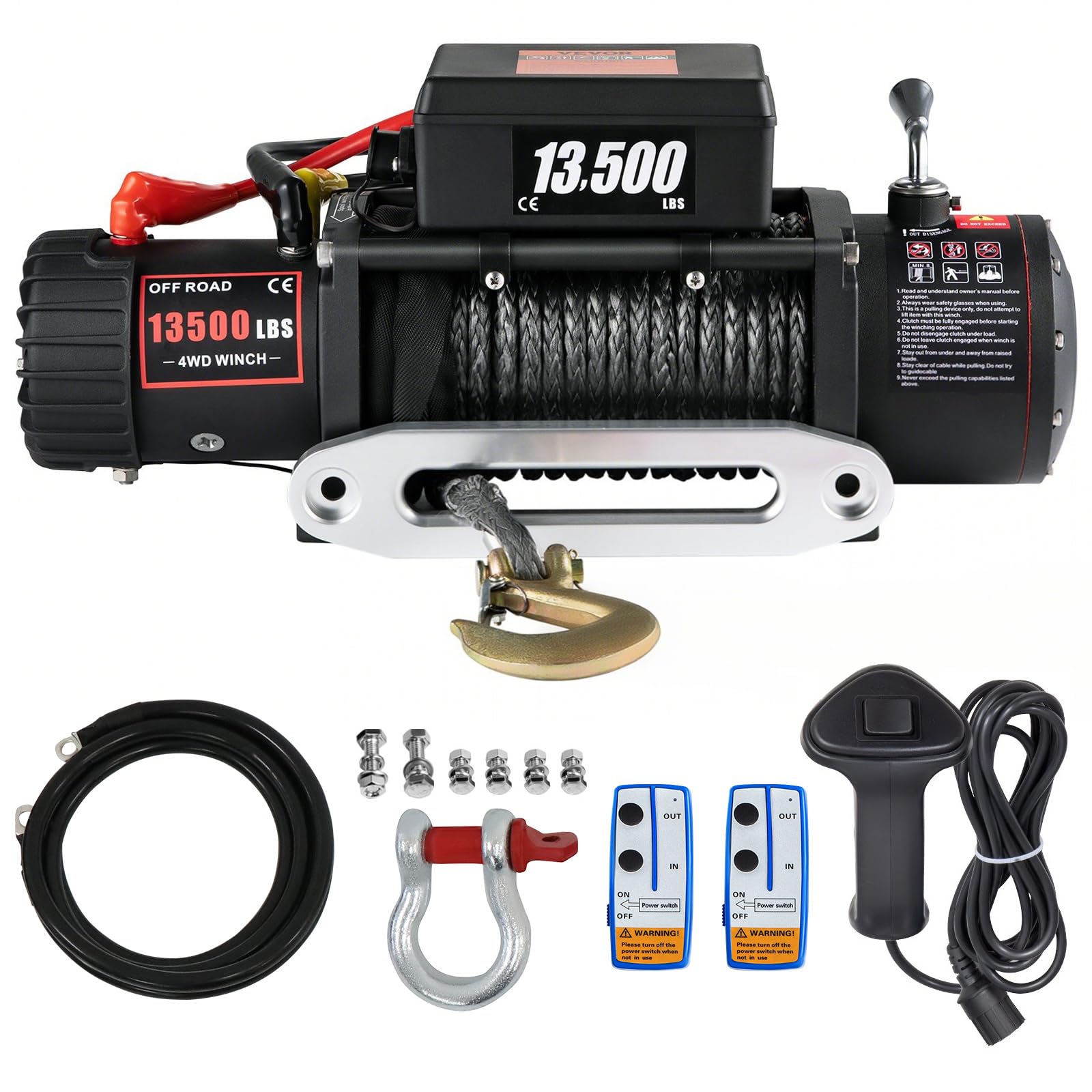 Verricello Elettrico 13500lb/6120kg 12V, IP68 Verricello Elettrico con 24m Corda Sintetica e Telecomando wireless, per carri rimorchi, fuoristrada, 4 x 4 veicoli,Traino UTV ATV