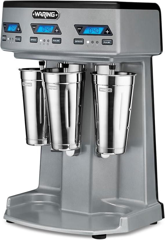 Waring Commercial Heavy-Duty Triple Spindle Drink Mixer, 3 Independent 1 Horsepower Motors with Digital Display, Milkshake Maker Machine for Ice Cream Shops, WDM360TX