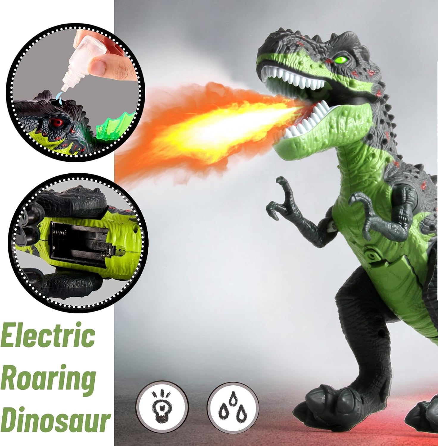 Electric Walking T-Rex Dinosaur Toys for Kids 3-5, Realistic Roars & Flame Light Dinosaur Gifts for Boys Girls Toddlers Ages 3 4 5 6 7