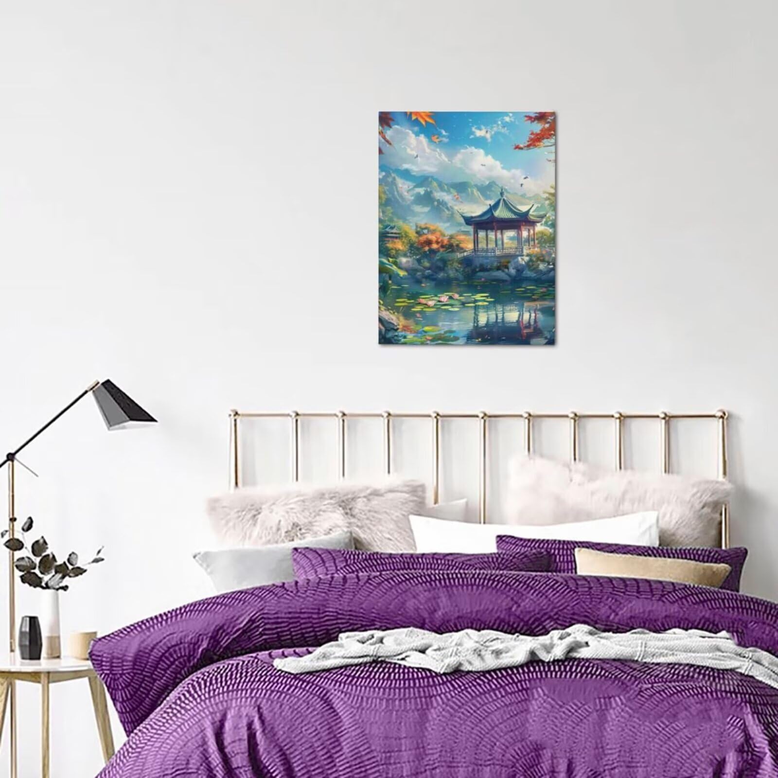 Malen Nach Zahlen Landschaft, DIY Ölgemälde Malen Nach Zahlen Erwachsene See, Painting by Numbers Adult/Anfänger mit 6 Pinseln und Acrylfarben, für Haus Wand Deko - (70x95 cm, Ohne Rahmen) MK112
