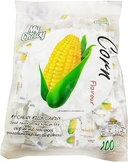 Chewy Milk Fruit Candy 100 pcs. Toffee HAOLIYUAN Brand Thai Dessert Taro Flavor Big Pack (Corn)