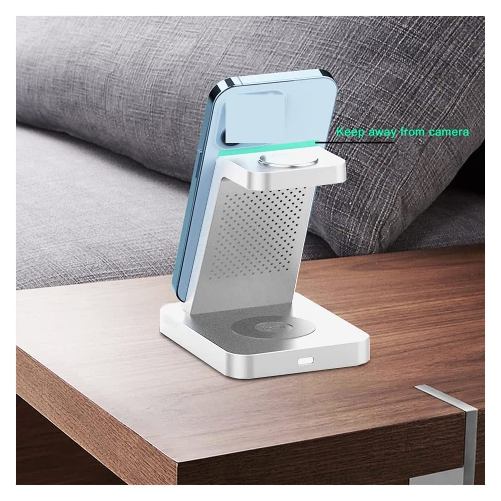 Chargeur Induction, Station de Charge sans Fil 3 en 1 for téléphone Chargeur sans Fil Rapide 15W for Montre écouteur, Station de Charge sans Fil(Zwart)