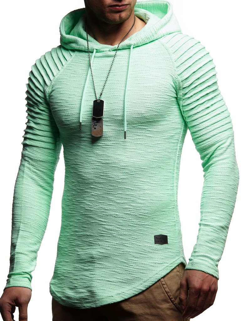 Leif Nelson Herren Kapuzenpullover Slim Fit Baumwolle-Anteil Moderner weißer Herren Hoodie-Sweatshirt-Pulli Langarm Herren schwarzer Pullover-Shirt mit Kapuze LN8128