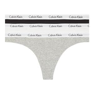 Calvin Klein Womens Carousel Logo Cotton Stretch Thong Panties 3 Pack