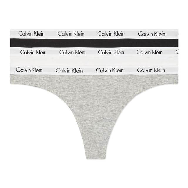 Calvin Klein Womens Carousel Logo Cotton Stretch Thong Panties 3 Pack