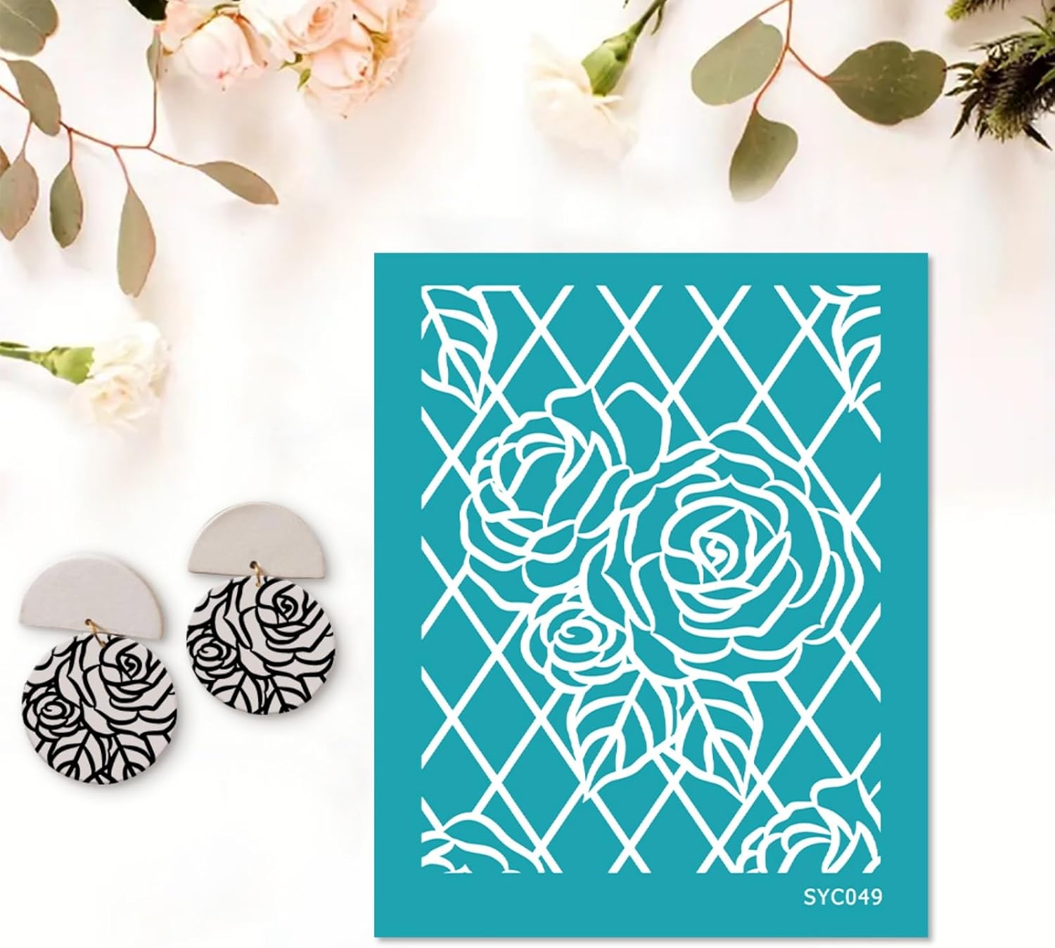 Briartw 4 Pattern Clay Silk Screen Stencil Set for Polymer Clay –Floral & Nature DIY Craft Templates (4.13x3.35 Inch / 10.5x8.5 cm) –for Polymer Jewelry,Earrings,Sculpting & Decorative Art
