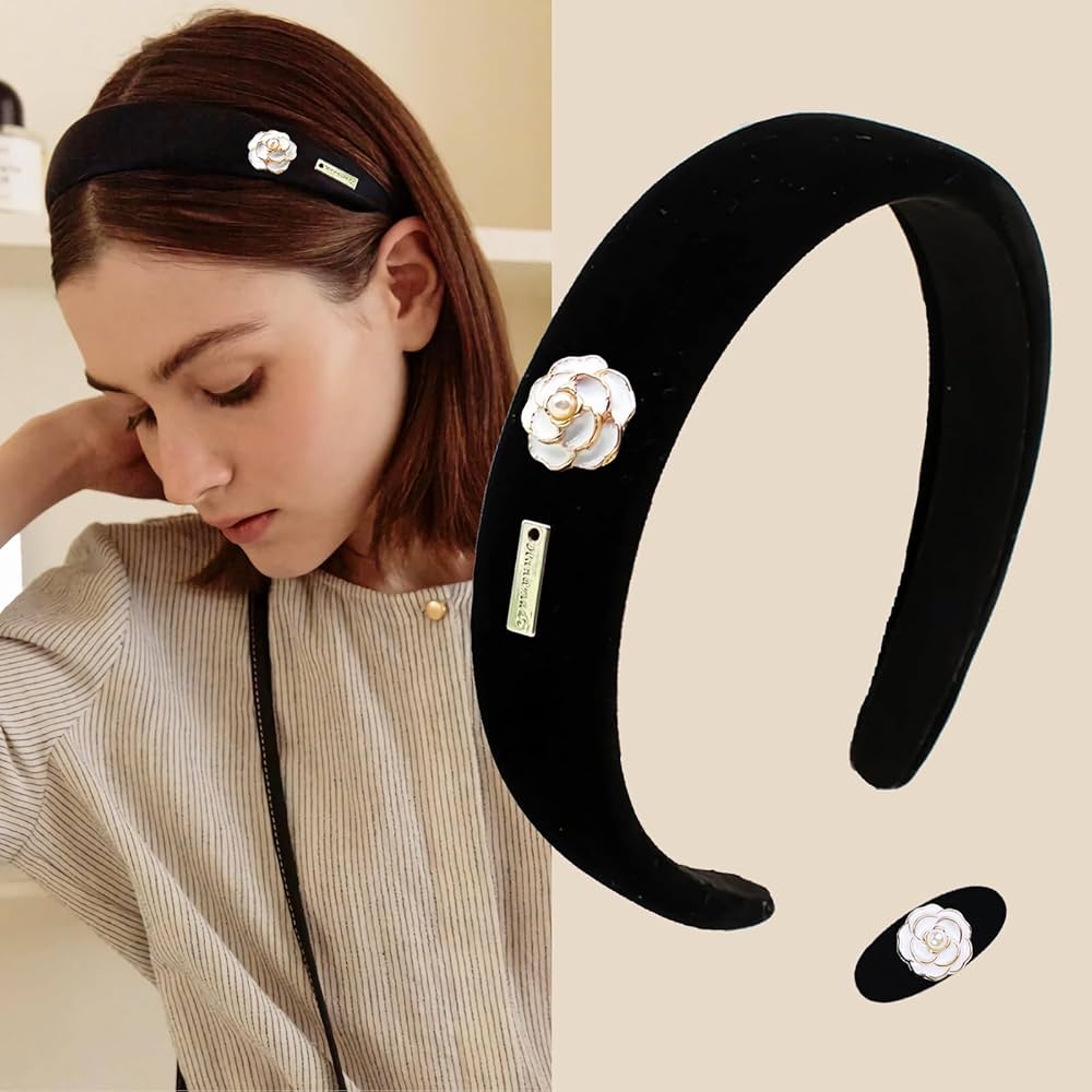☆TATIANA☆ Celia Pearl Velvet Hairband HB0103 Amazon.com : Velvet Camellia Hairband and Flower Hair Clip