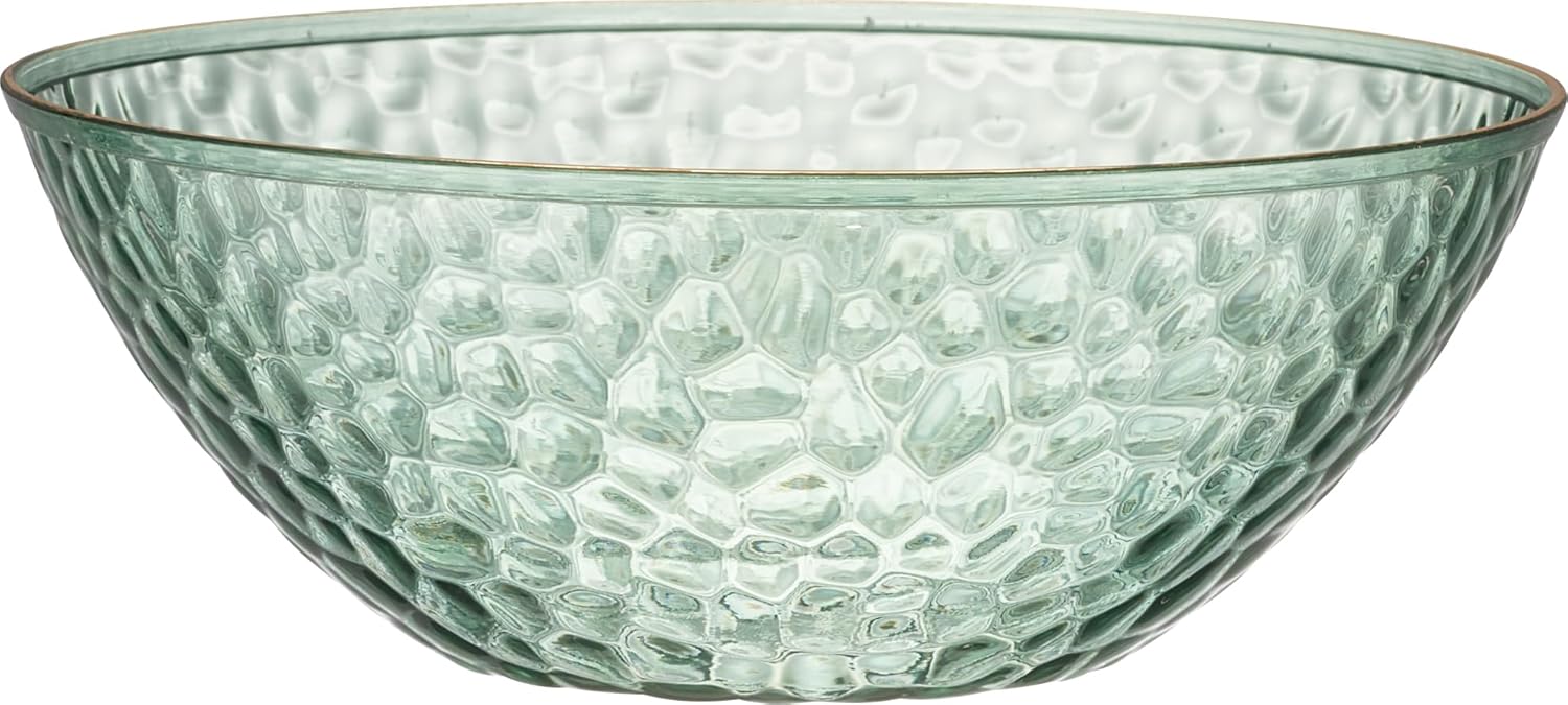 PLASTICPRO 30 Pack 12 Ounce Hammered Plastic Bowls Translucent Green with Gold Rim Heavyweight Disposable Plastic Soup Bowls Elegant Translucent Hammered Gold Rim Platsic Party Dishes - Image 5