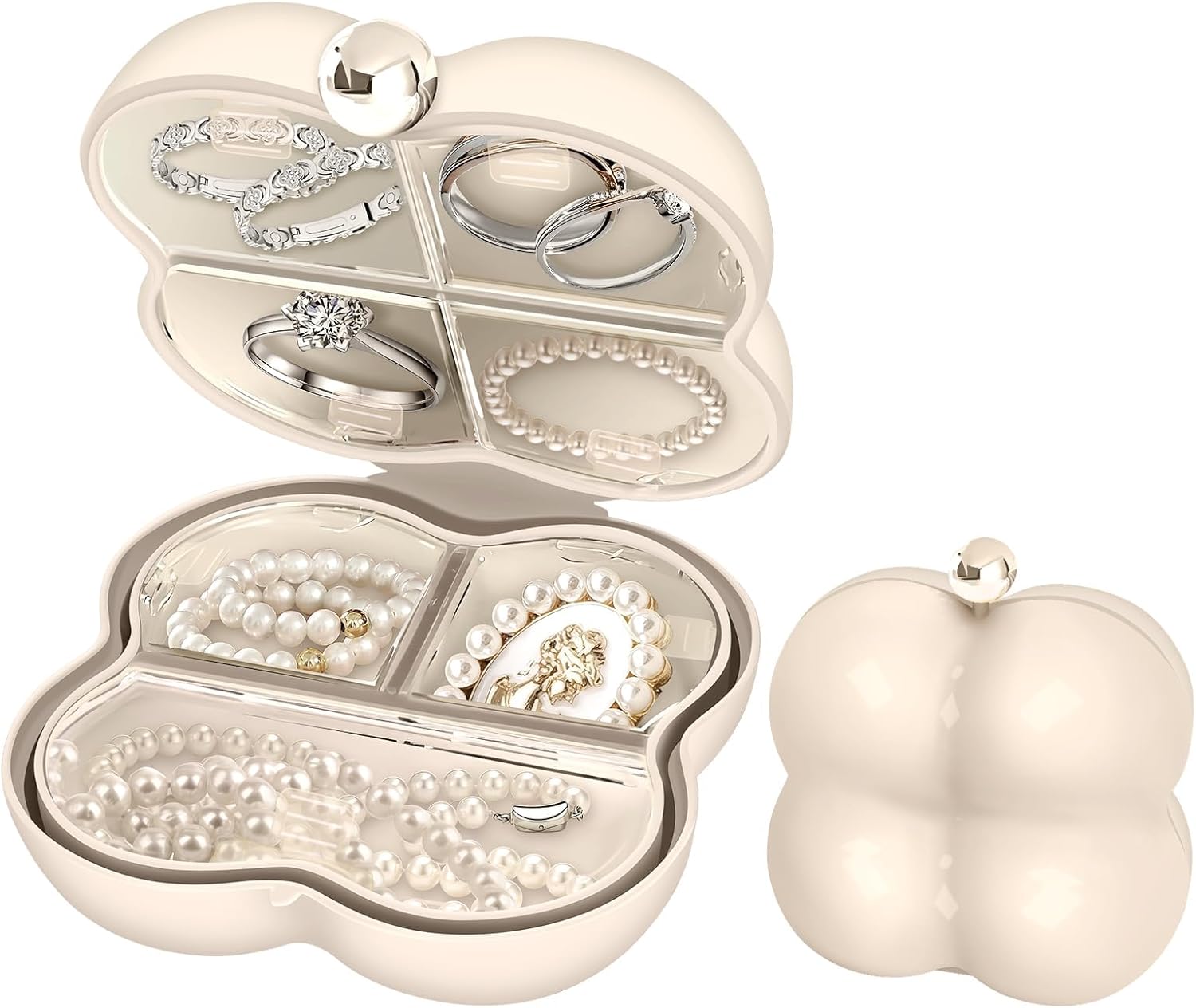 Tazweeq Mini Clouded Shaped Travel Jewelry Box, Women Portable Jewellery Box, Small Jewelry Organizer Travel,Portable Jewelry Case Travel,Travel Essentials for Women (White)