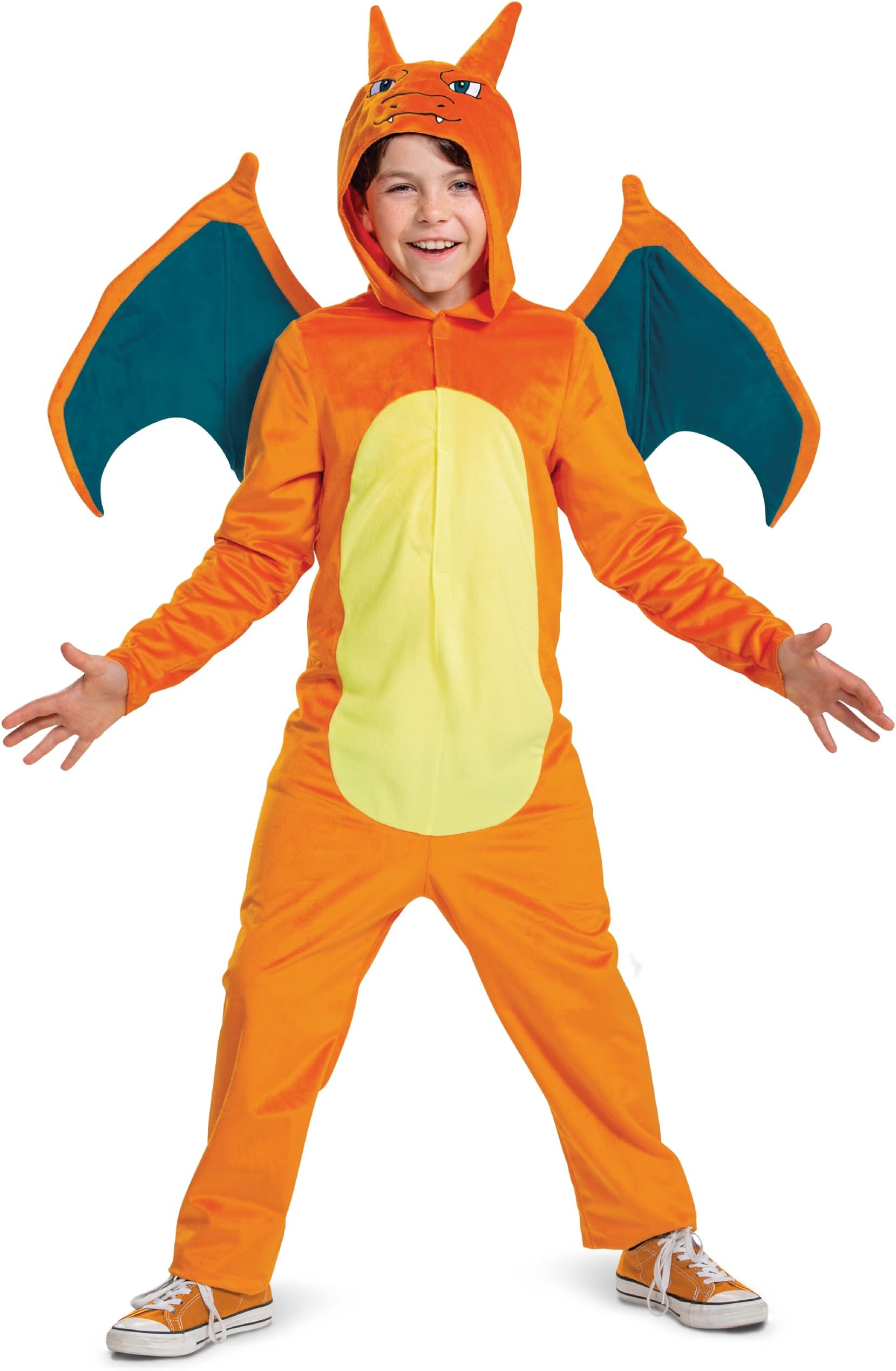 Charizard Costume for Kids, Official Pokemon Costume Hooded Jumpsuit, Child Size Small (4-6)