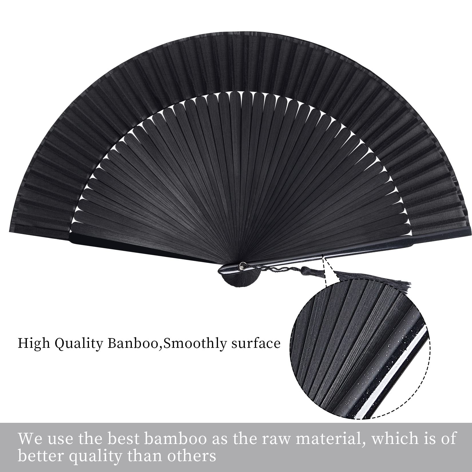 2x Faltfächer Schwarz - Chinesische Handfächer Für Tanz & Hochzeit