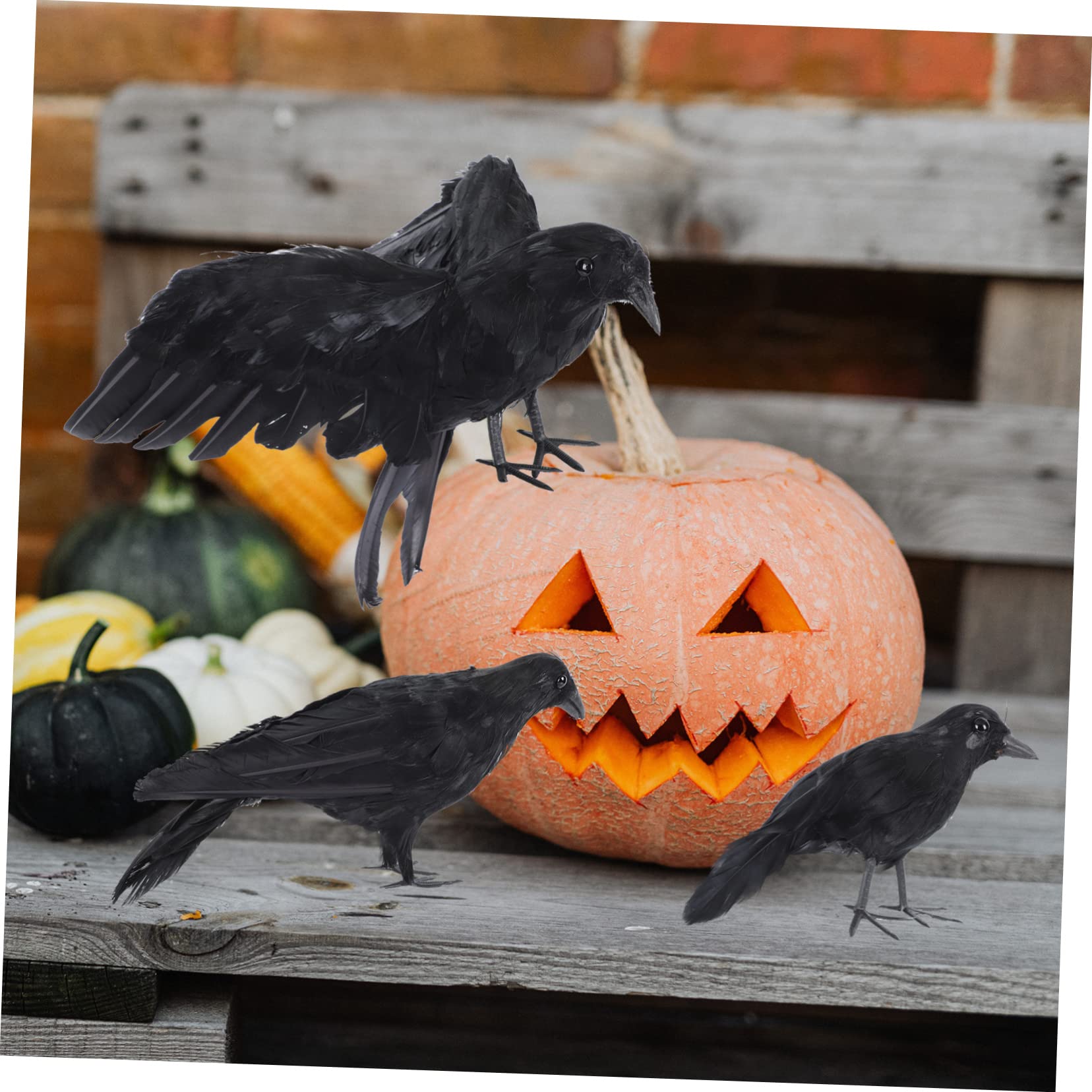 VICASKY 3 Stück Kreativer Halloween Vogeldeko Schwarz für Gartenparty und Wohnzimmerdeko