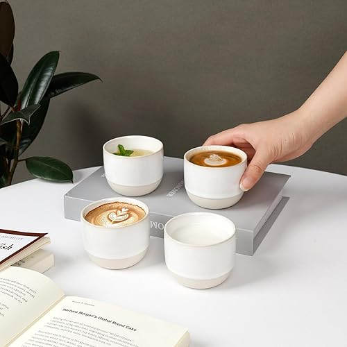 Vista 31 de Juego de tazas de café de cerámica, tazas de café One Shot, tazas de café pequeñas de doble pared Demitasse para expreso, juego de tazas de café
