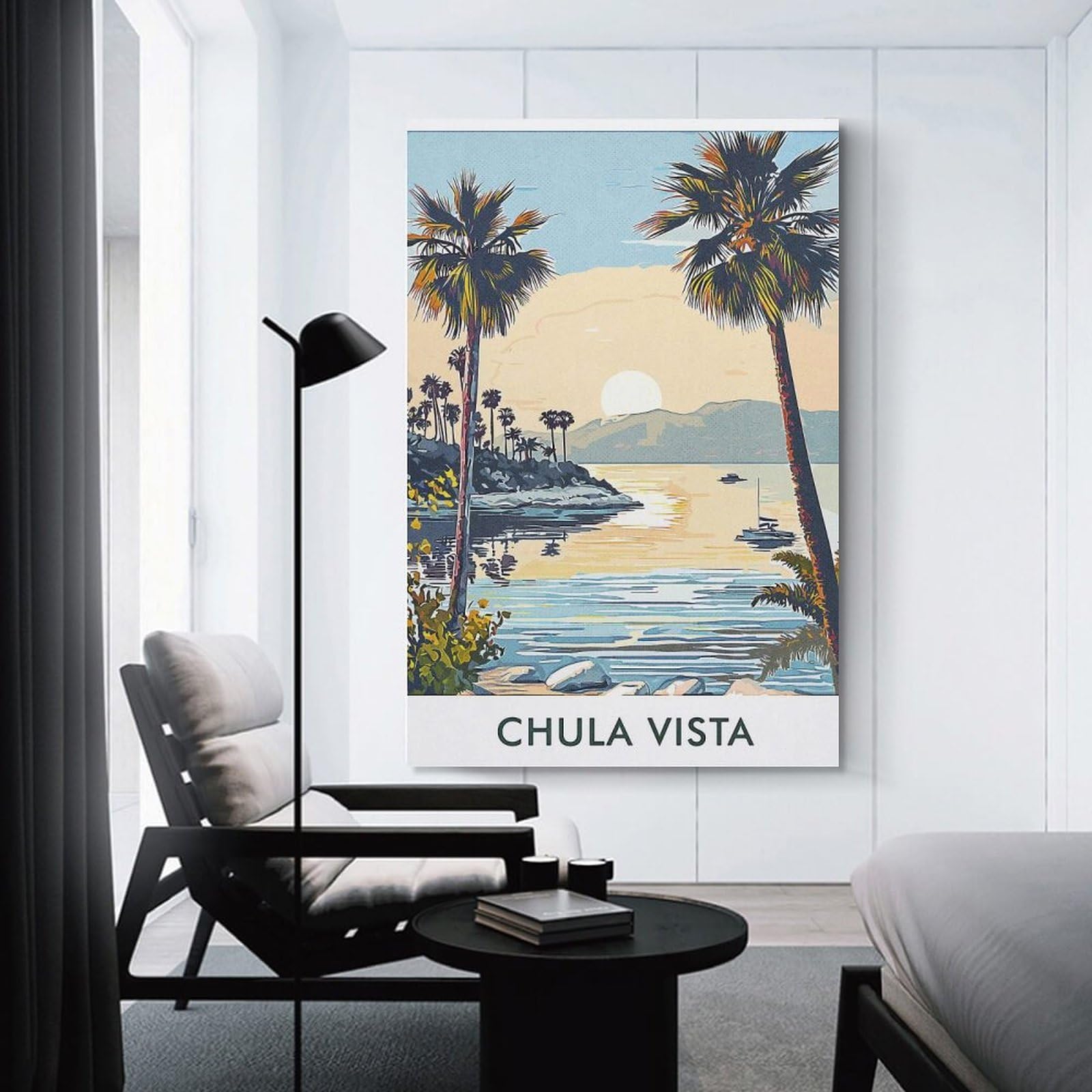 Junmoney Wall Art Print Chula Vista Sunset, 20x30inch(50x75cm), for Home Lounge, Bedroom Or Reading Nook, Canvas Styling for A Polished Room Look
