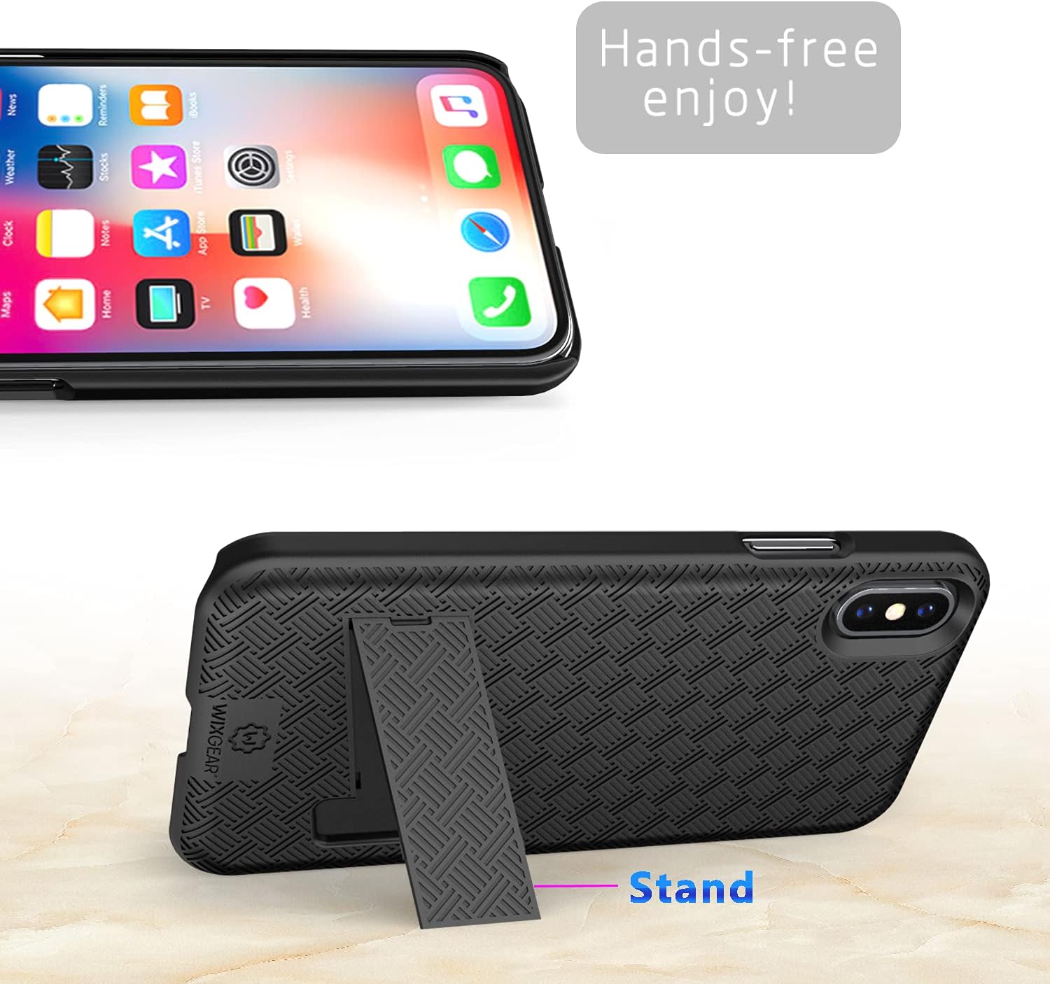 iPhone XR Holster, WixGear Shell Holster Combo Case for Apple iPhone XR with Stand and Belt Clip - Black