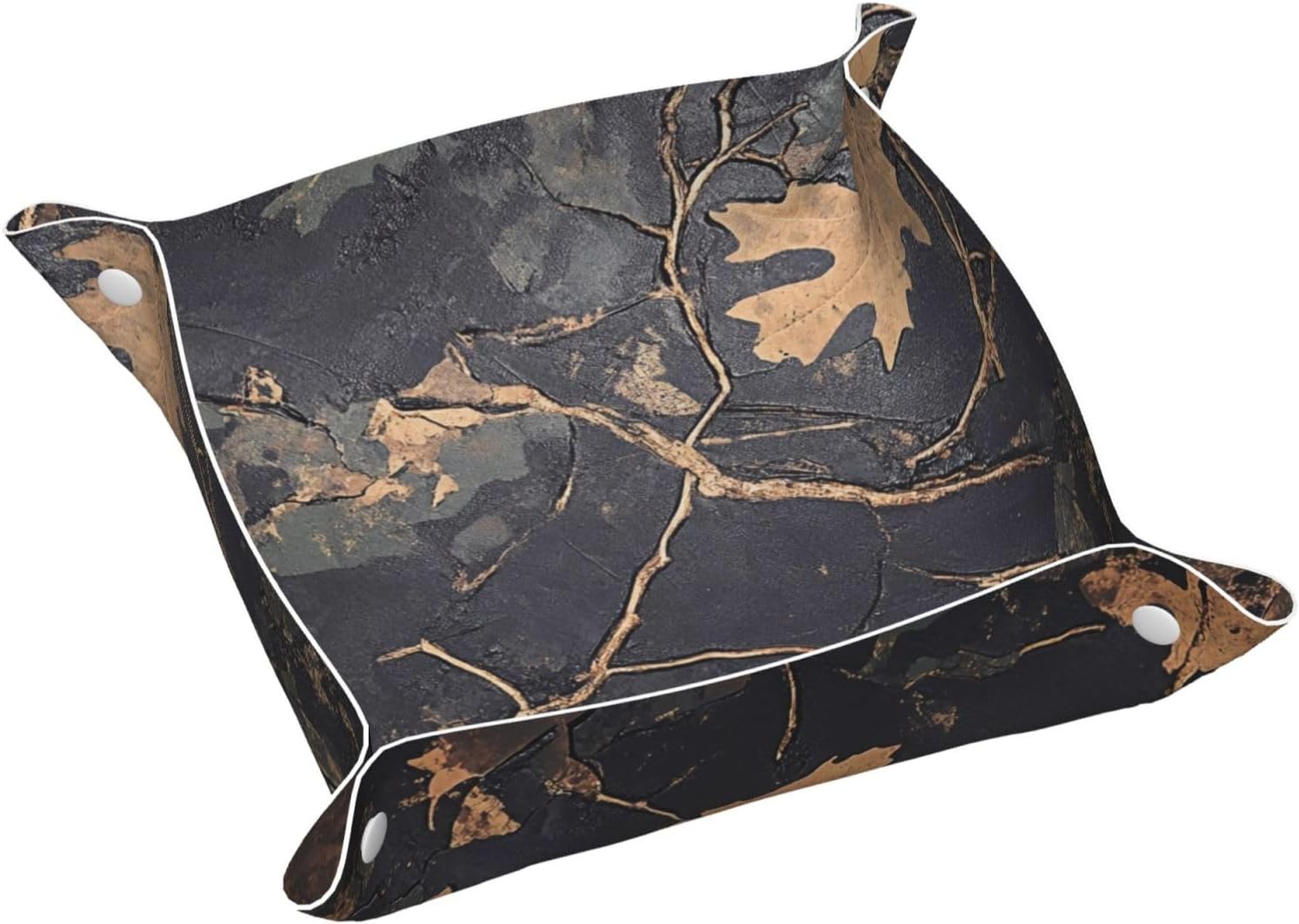 Camo - Leather Storage Tray, for Jewelry Organizer, Desktop Storage, Key Wallets Cell Phones Nightstand or Dresser Organizer Plate - Small