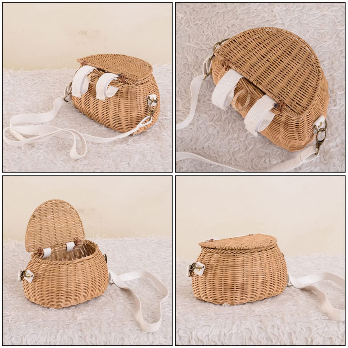 DECHOUS 2 Bolsos De Playa Cruzados para Mujer Tejidos Mano para Mujer Bolsos Cruzados De De Ratán Bolso De Hombro Cesta De Moda Bolso De Color Caqui Tropical para Niñas Bolso