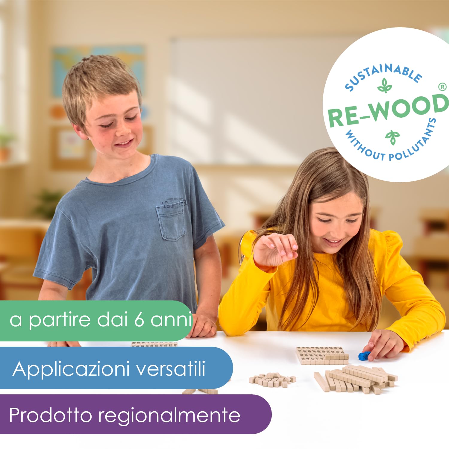 WISSNER® Aktiv lernen - Gioco matematico - Funzioni di Addizione e Sottrazione - RE-Wood®