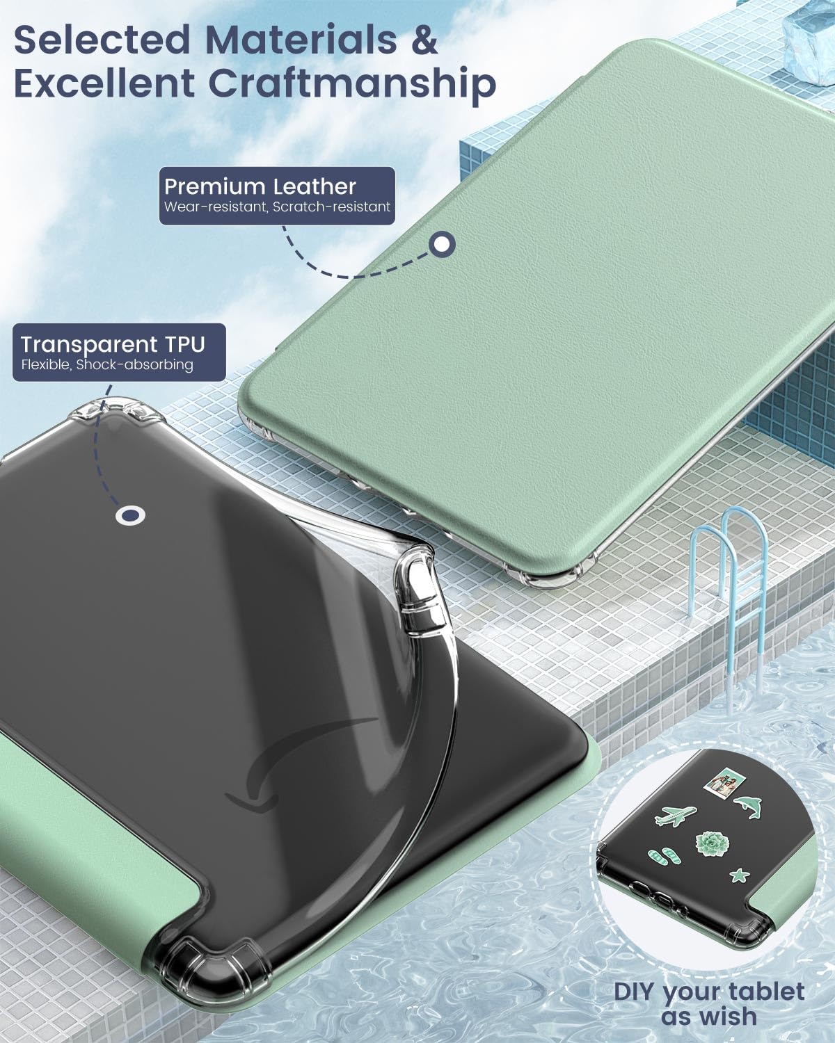 MoKo Case for All-new 7"Kindle Paperwhite 12th Generation 2024&Kindle Colorsoft Signature Edition 2024,Ultra Clear Soft Flexible Transparent TPU Back Cover Light Shell with Auto Wake/Sleep,Agave Green - Image 4