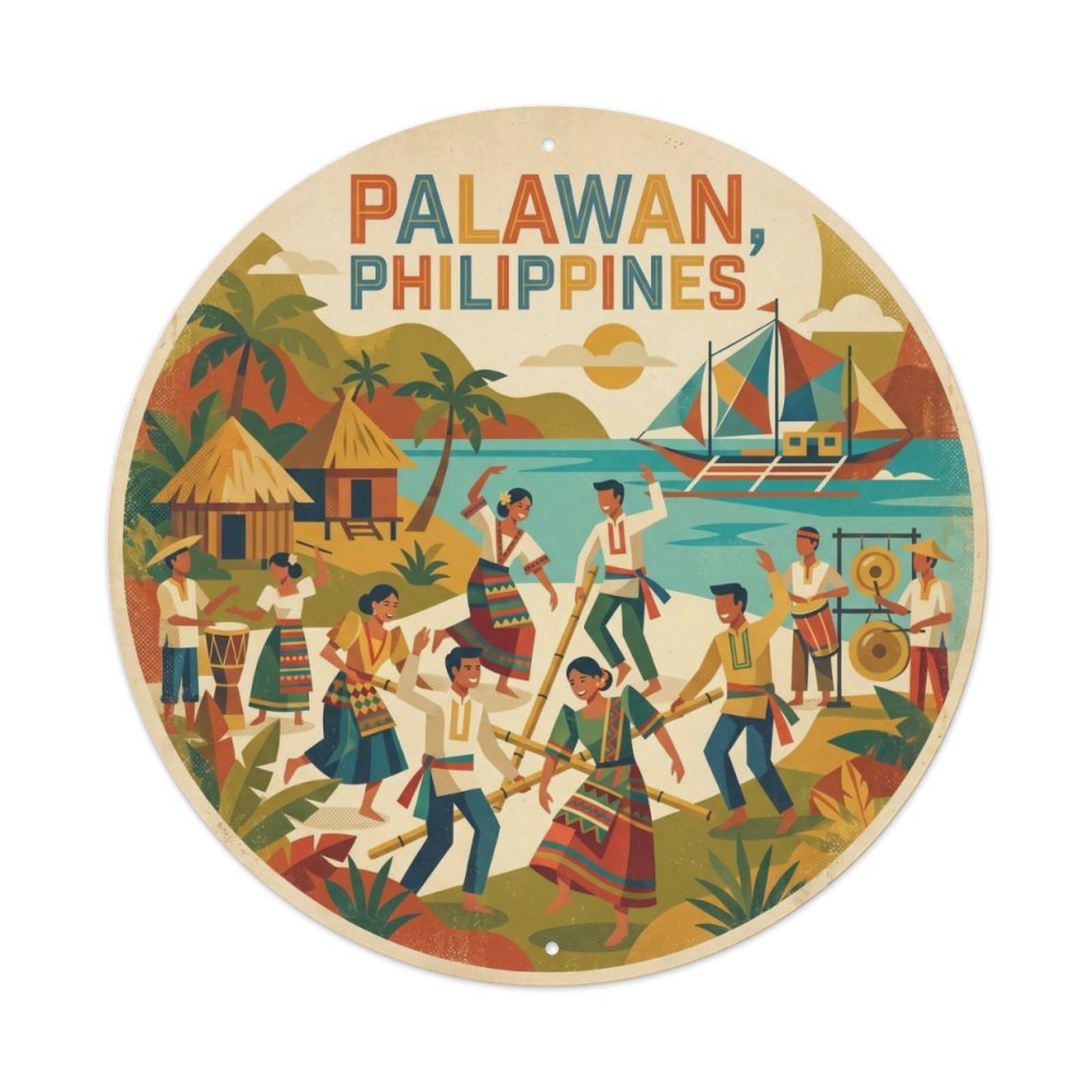 Palawan Traditional Dance Food Culture Seafood Metal Tin Sign