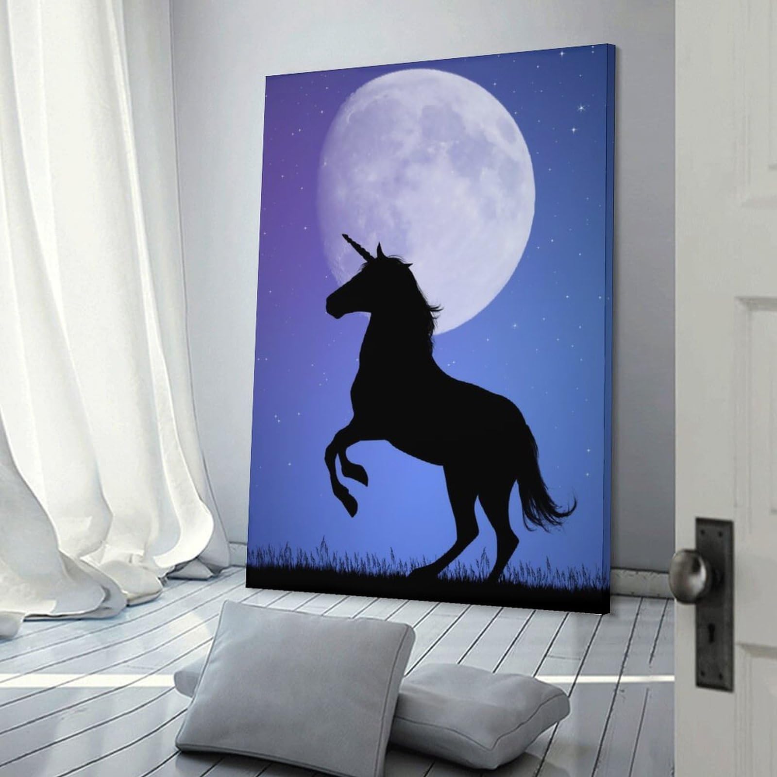 Junmoney Canvas Wall Art Unicorn Horse Fantasy, 12x18inch(30x45cm), for Living Room, Bedroom, Office Or Hallway, Decorative Artwork with Broad Appeal