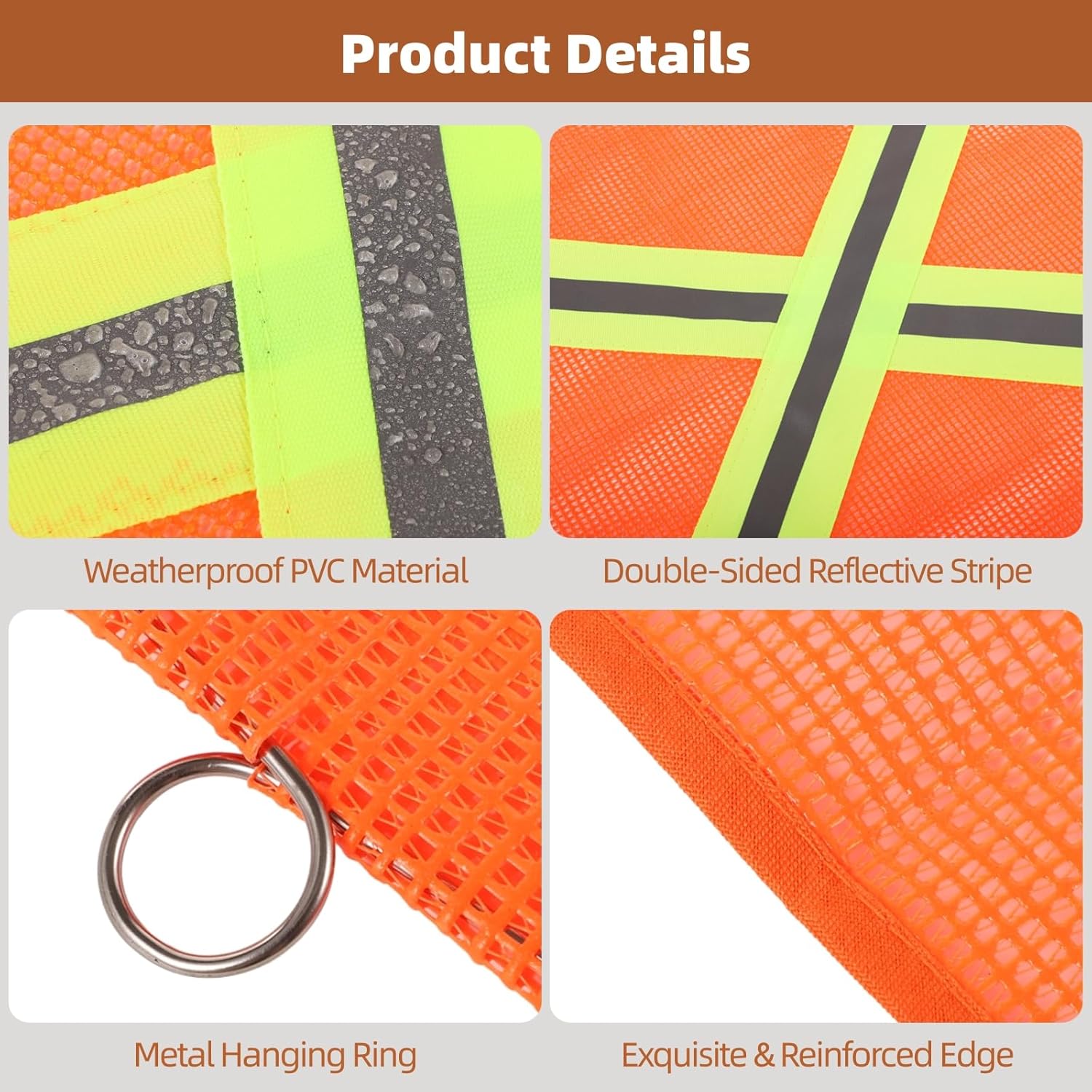 6-Piece Set Of 18 Cross-Reflective Safety Flags, Orange Pvc Mesh For Trucks, Trailers, And Kayaks