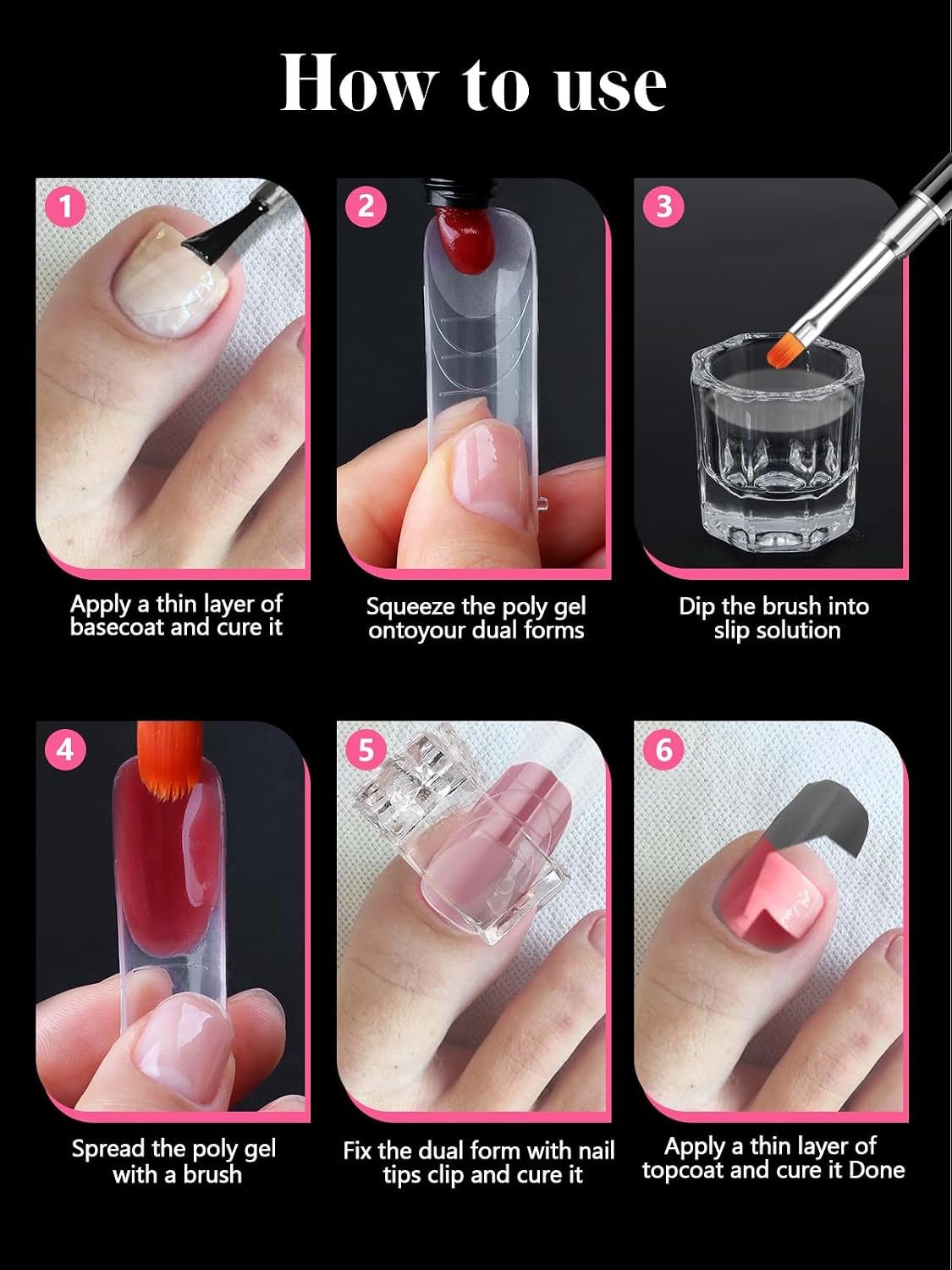 240 Pcs Poly Gel Toe Nail Form Kit - EBANKU Reusable Dual Toe Molds for Acrylic Extensions and Pedicure | Full Cover Nail Tips with Dual-Ended Gel Brush and Nail File | At-Home or Professional Use
