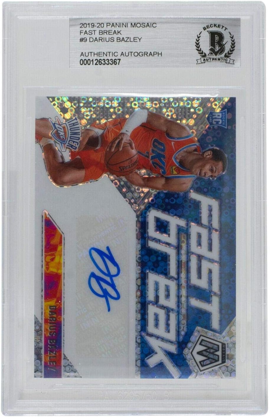 Darius Bazley Signed 2019 Panini 9 OKC Thunder Mosaic Fast Break Card BGS Basketball