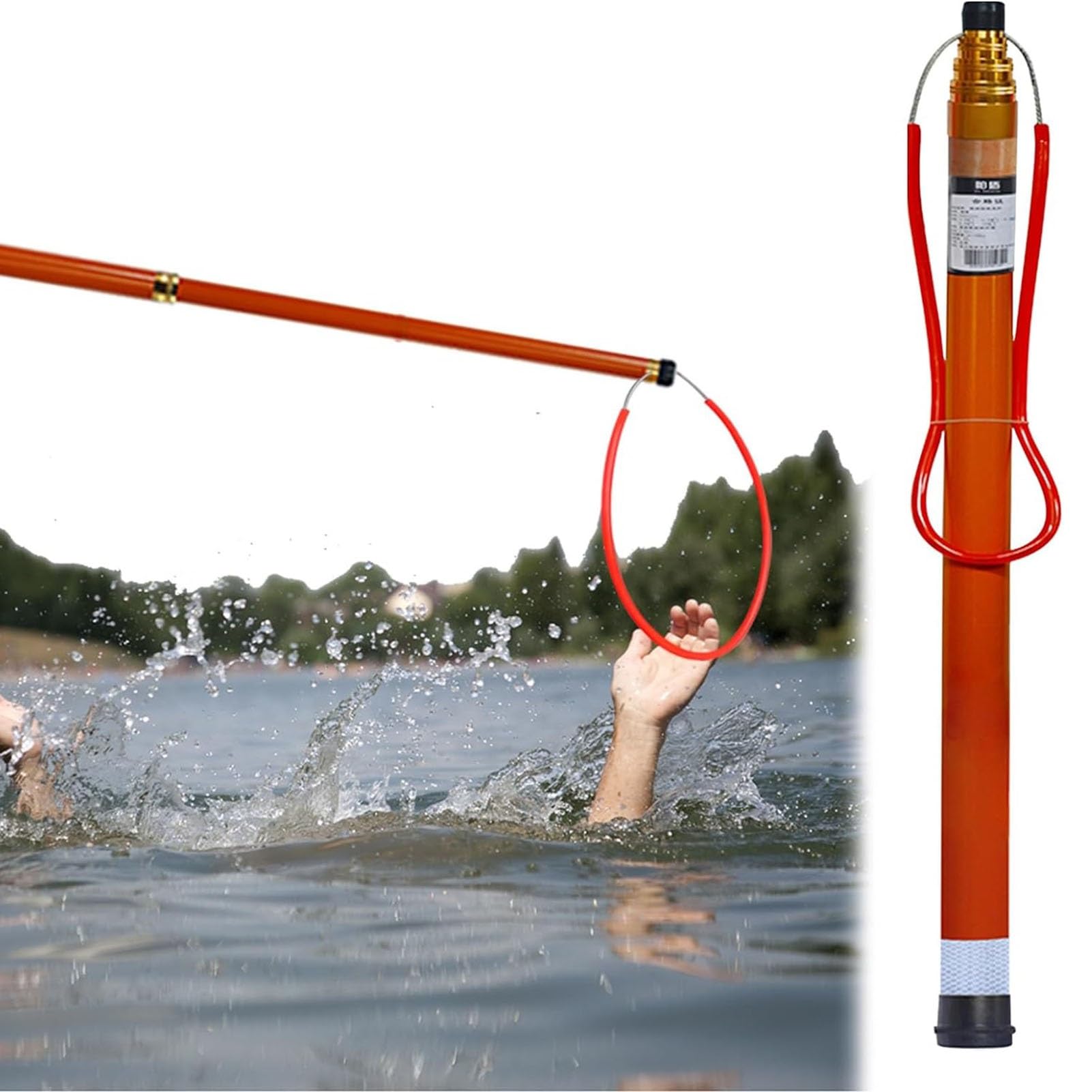 Asta di Salvataggio telescopica Professionale Regolabile per Piscina, Gancio di Sicurezza di Emergenza per nuotatori in difficoltà, Retrattile da 1,2 a 5,5 m (3,9-18 Piedi) - 1 Pezzo