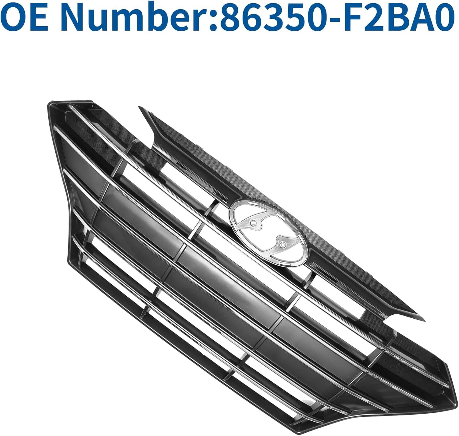 X AUTOHAUX No.86350-F2BA0 Front Upper Hood Bumper Grille Grill for Hyundai Elantra 2019 2020 Front Upper Bumper Kidney Grille Grill Black Chrome Silver Tone