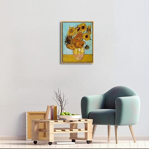 Miniatura 3 de Wieco Art Arte de pared enmarcado de girasol por Vincent Van Gogh Pinturas Reproducción abstractas impresiones en lienzo para decoración del hogar