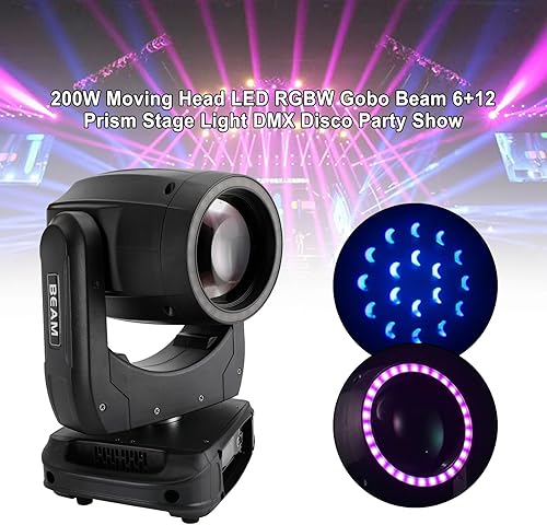 Miniatura 2 de 200 W cabeza móvil LED RGBW GOBO haz 6+12 Prisma etapa luz DMX para DJ Disco KTV Party Show