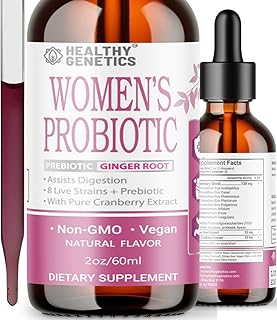 Liquid Probiotics for Women | Prebiotic + Cranberry + Probiotics for Digestive Health | Acidophilus Probiotic | Dairy Free | Vegan | Non-GMO | Gluten Free | 30 Servings