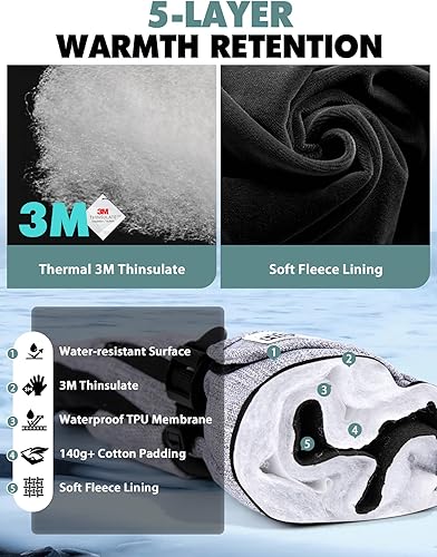 Miniatura 2 de Hikenture Guantes de nieve para hombres y mujeres, 3M Thinsulate guantes de esquí impermeables con bolsillo y funcionalidad de pantalla táctil